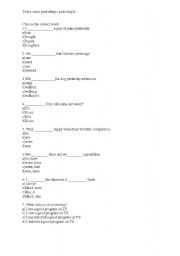 Present Simple, Present Continuous and Past Simple test