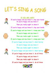 English Worksheet: IF YOU ARE HAPPY