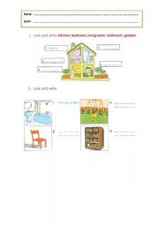 English Worksheet: Rooms in the house