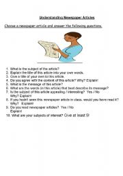 English worksheet: Newspaper Work