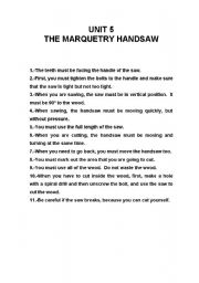 English Worksheet: INSTRUCTIONS TO USE HANDSAW