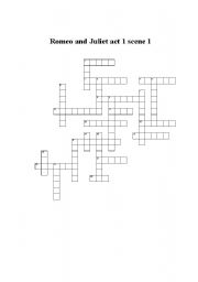 English Worksheet: Romeo and Juliet crossword-Act1 Scene1