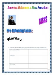 English Worksheet: PROJECT: America welcomes a New President (multi-task, multi-skill project)