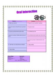 English Worksheet: oral interaction