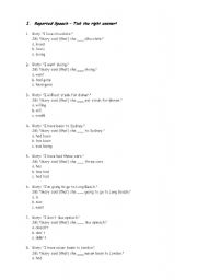 English Worksheet: reported speech exercise