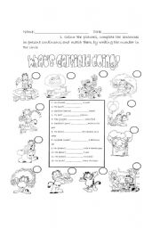 English Worksheet: Whats Garfield doing?