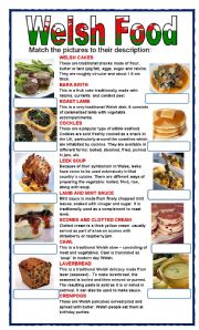 English Worksheet: (set 5/8) WELSH FOOD 