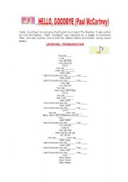 English Worksheet: HELLO, GOODBYE