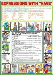 English Worksheet: EXPRESSIONS WITH HAVE