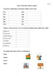 English Worksheet: Days of the week, Months and seasons