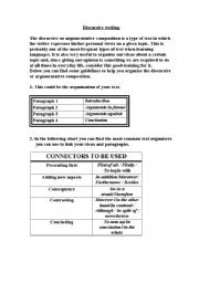 English Worksheet: discursive writing