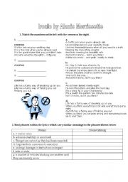 English Worksheet: Song Ironic 