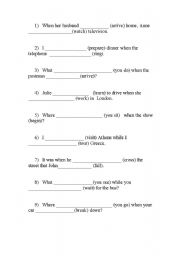 English Worksheet: past progressive vs. past simple