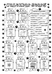 English Worksheet: Calendar bears - months