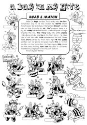 English Worksheet: A day in my hive - routines
