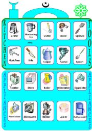 English Worksheet: PICTIONARY  :  KITCHEN TOOLS AND APPLIANCES