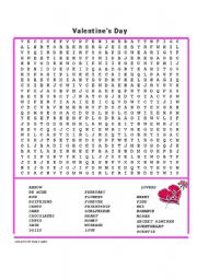 Valentines Day Wordsearch