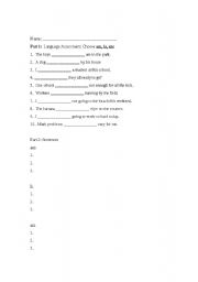 English worksheet: am, is, are