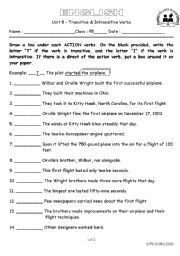 English Worksheet: Transitive and Intransitive