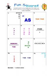 English Worksheet: Fun squares