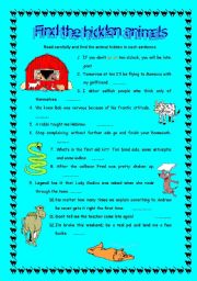 English Worksheet: Find the hidden animals