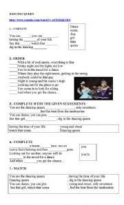 English Worksheet: SONG: DANCING QUEEN