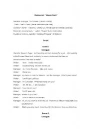 English Worksheet: the restaurant