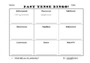 English worksheet: Past Tense Interview Bingo