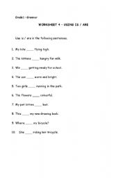 English worksheet: Grade 1 Grammar Worksheet