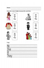 English Worksheet: Subject Pronouns 