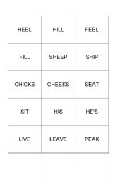 English Worksheet: Pronunciation Concentrationwith Minimal Pairs