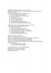 English Worksheet: Teacher Observation Checklist