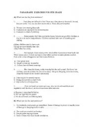 English Worksheet: paragraph exercise