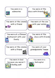 English Worksheet: was were (part 2 - cards)