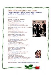 English Worksheet: A SONG BY THE BEATLES AND PAST TENSE 