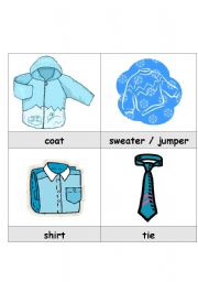 English Worksheet: Clothing Cards 1-16 of 39