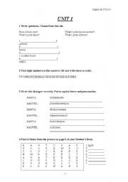English Worksheet: UNIDAD 1 DE 1 DE ESO