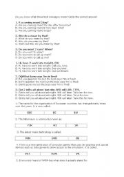 English Worksheet: SHORT TEXT MESSAGES