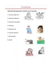 English worksheet: illness symptoms 