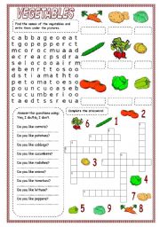 English Worksheet: VEGETABLES