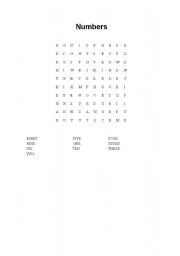 English worksheet: Numbers Wordsearch