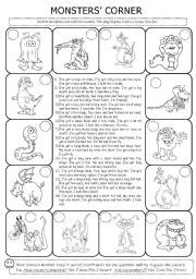 English Worksheet: Monsters Corner