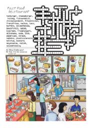 English Worksheet: fast food restaurant crossword