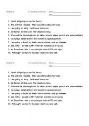 English worksheet: Editing Sentences