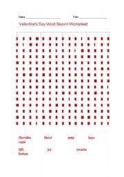 English Worksheet: saint valentine crossword