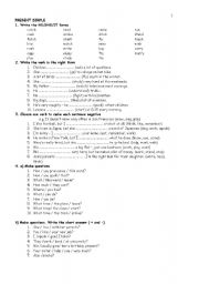 English Worksheet: The Present Simle vs Present continous