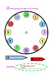 English Worksheet: lets make a clock