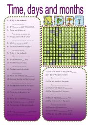 English Worksheet: Time, days and months