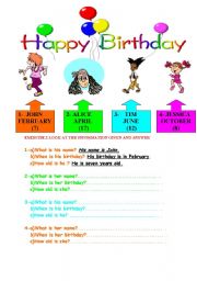 English Worksheet: happy birthday