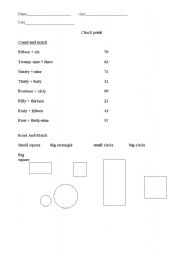 English Worksheet: numbers and shapes